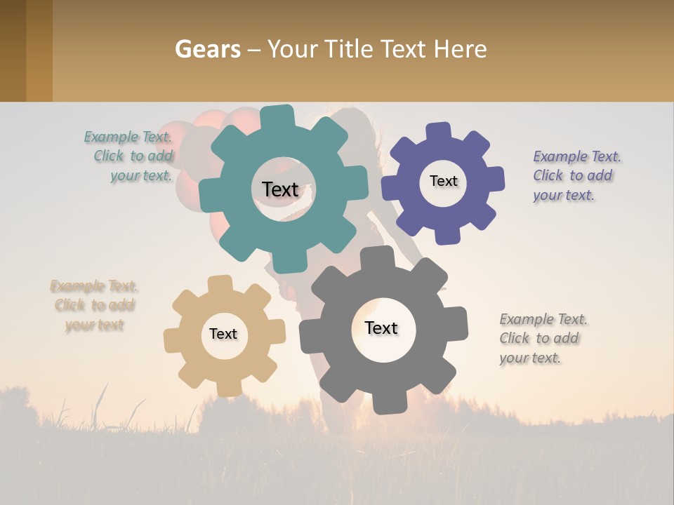 A Woman Holding Balloons In The Air At Sunset PowerPoint Template