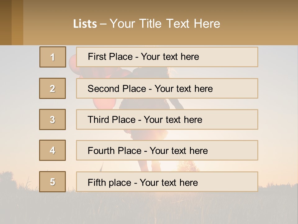 A Woman Holding Balloons In The Air At Sunset PowerPoint Template