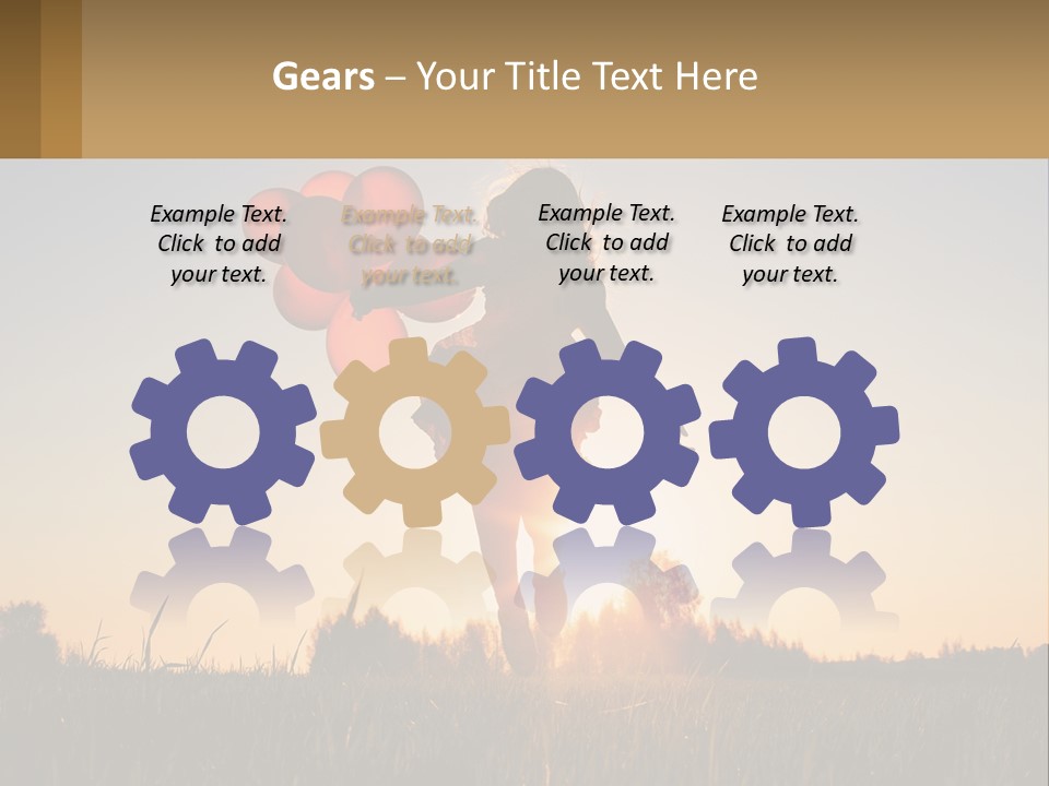 A Woman Holding Balloons In The Air At Sunset PowerPoint Template