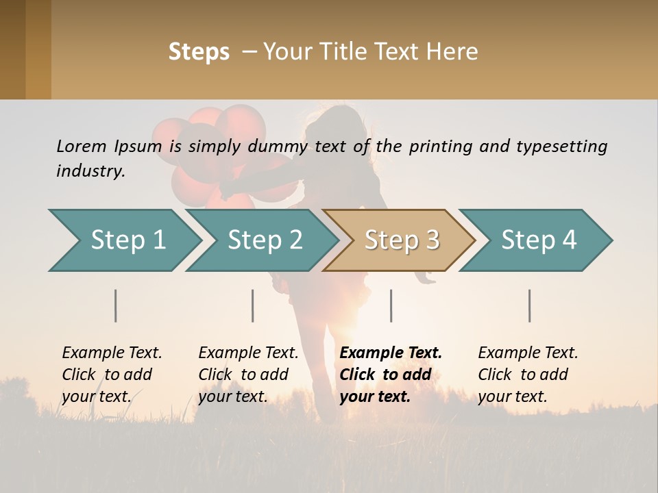 A Woman Holding Balloons In The Air At Sunset PowerPoint Template