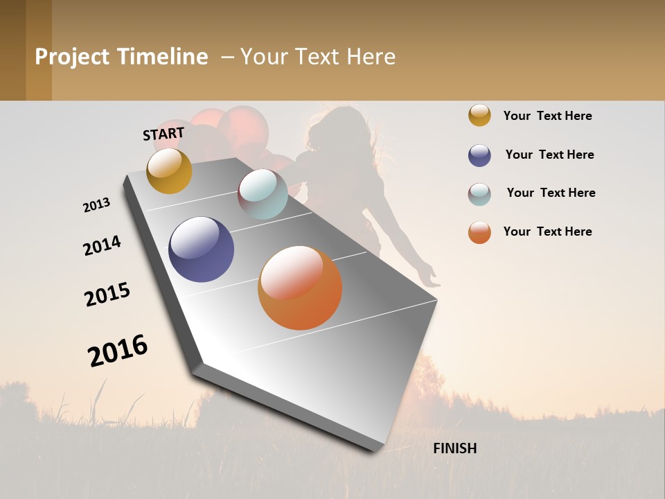 A Woman Holding Balloons In The Air At Sunset PowerPoint Template