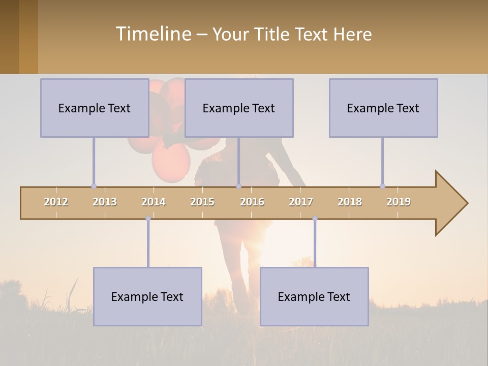 A Woman Holding Balloons In The Air At Sunset PowerPoint Template