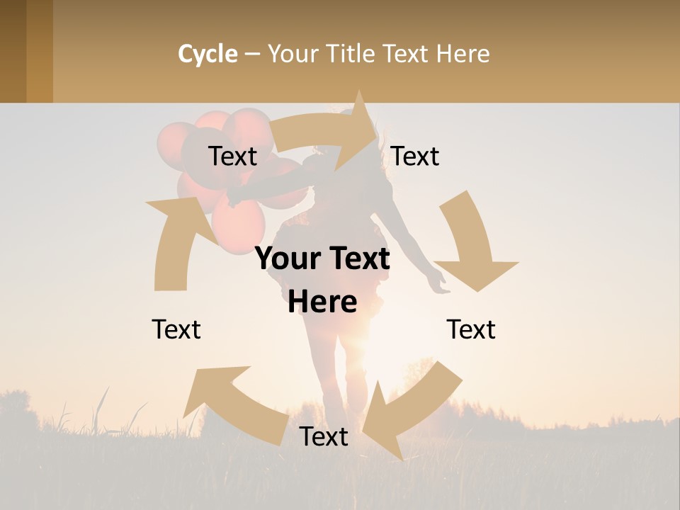 A Woman Holding Balloons In The Air At Sunset PowerPoint Template