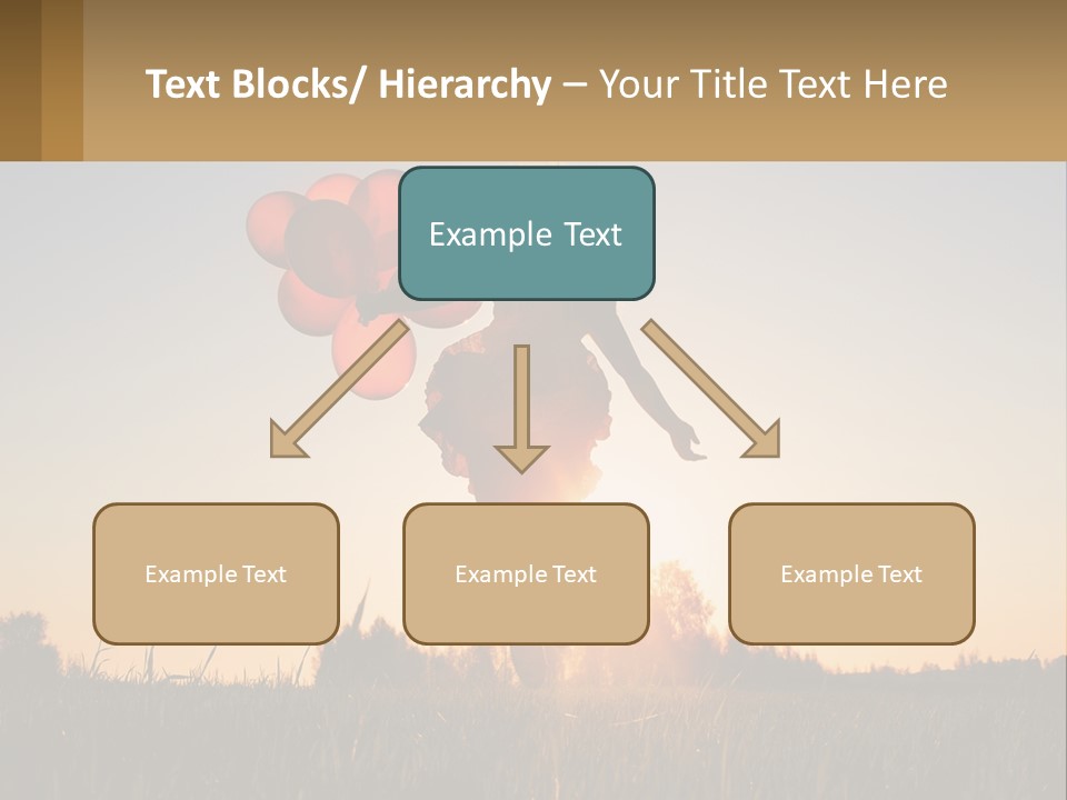 A Woman Holding Balloons In The Air At Sunset PowerPoint Template