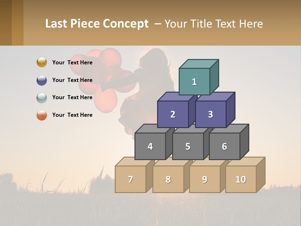 A Woman Holding Balloons In The Air At Sunset PowerPoint Template