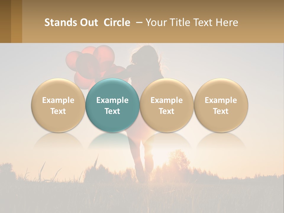 A Woman Holding Balloons In The Air At Sunset PowerPoint Template