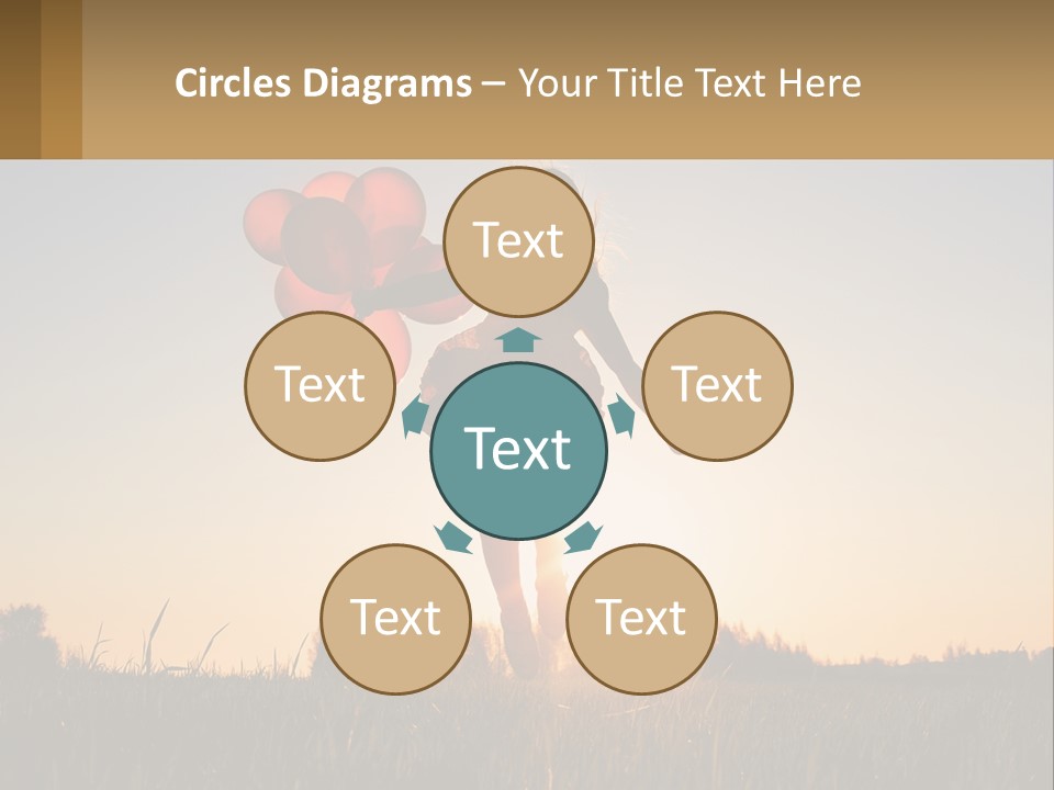 A Woman Holding Balloons In The Air At Sunset PowerPoint Template