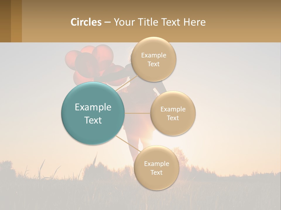 A Woman Holding Balloons In The Air At Sunset PowerPoint Template