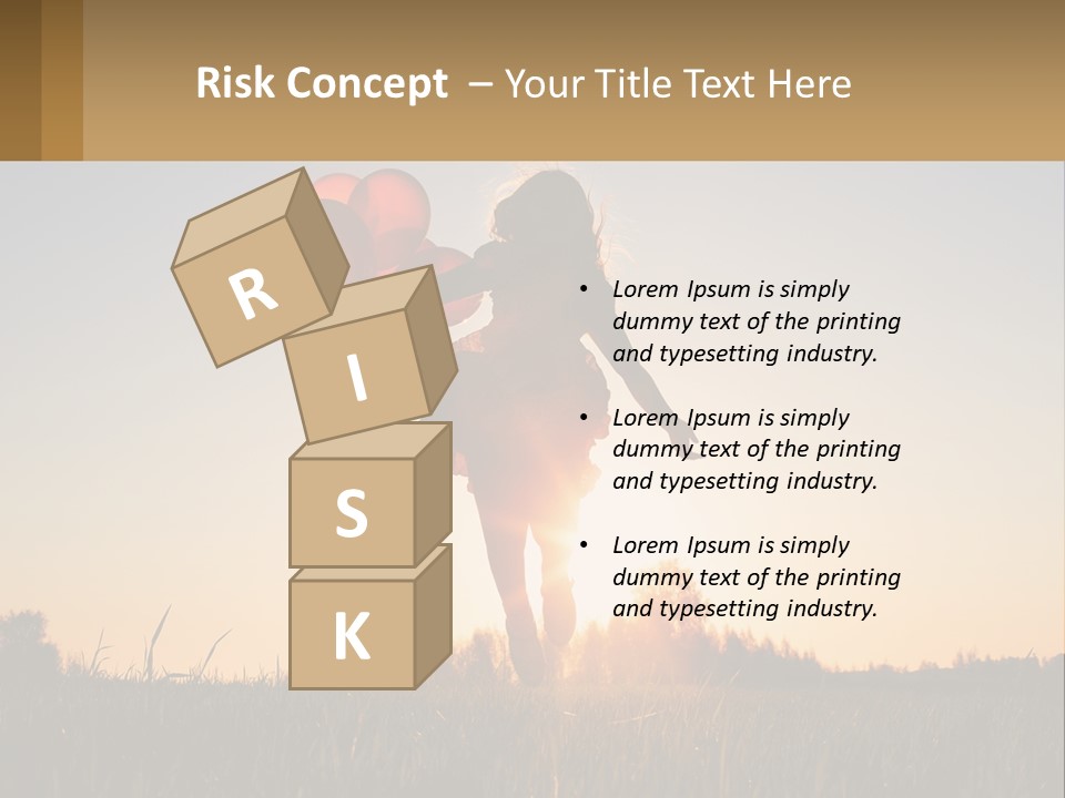 A Woman Holding Balloons In The Air At Sunset PowerPoint Template