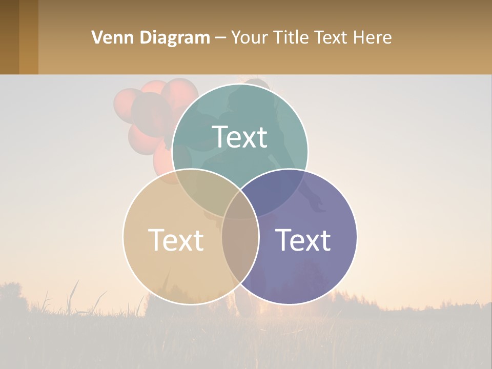 A Woman Holding Balloons In The Air At Sunset PowerPoint Template