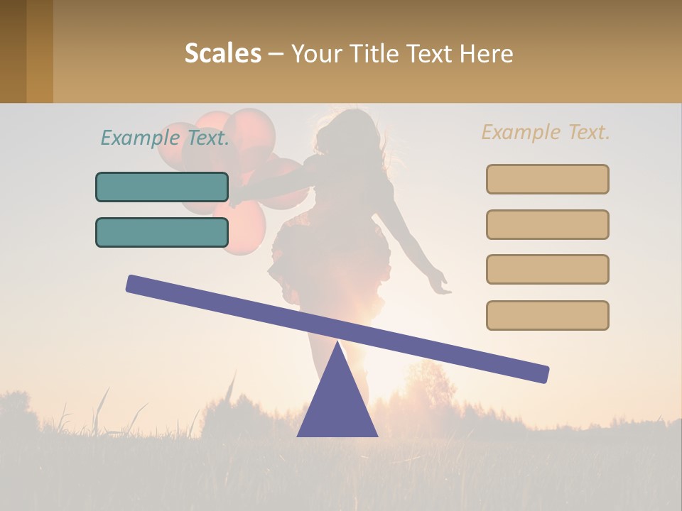 A Woman Holding Balloons In The Air At Sunset PowerPoint Template