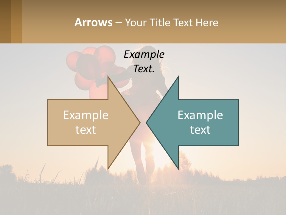 A Woman Holding Balloons In The Air At Sunset PowerPoint Template