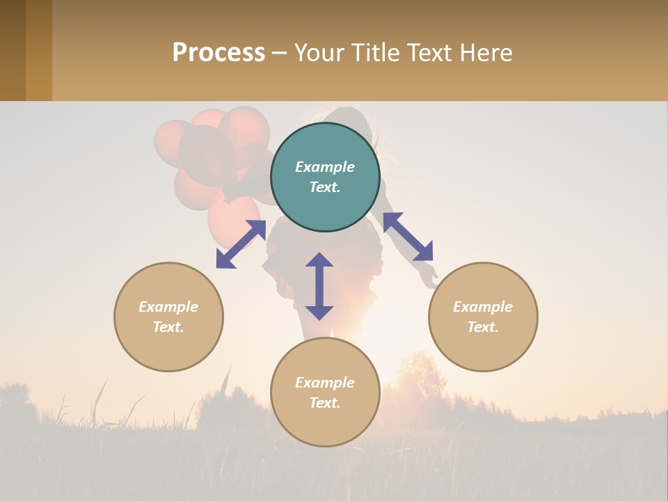 A Woman Holding Balloons In The Air At Sunset PowerPoint Template