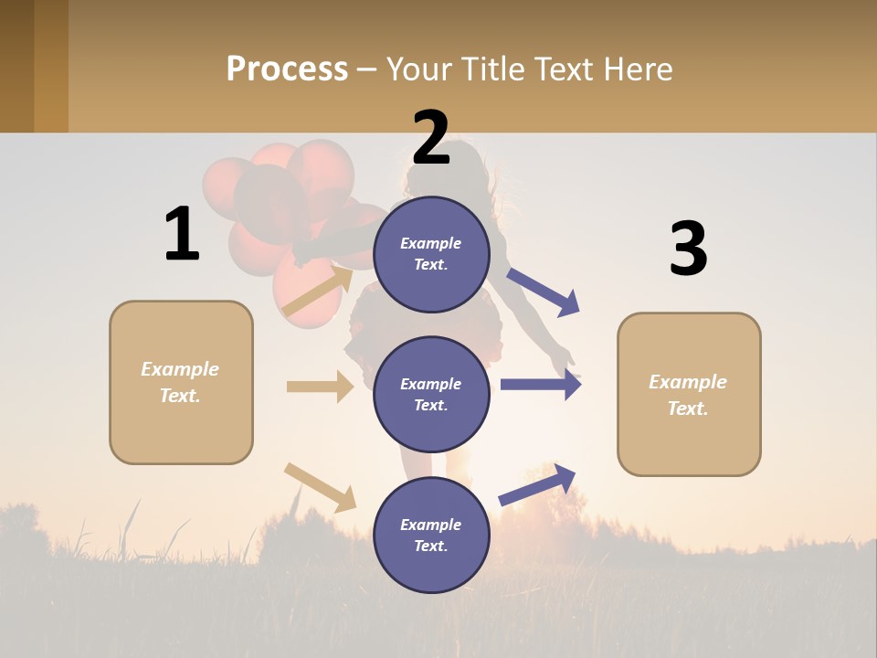 A Woman Holding Balloons In The Air At Sunset PowerPoint Template