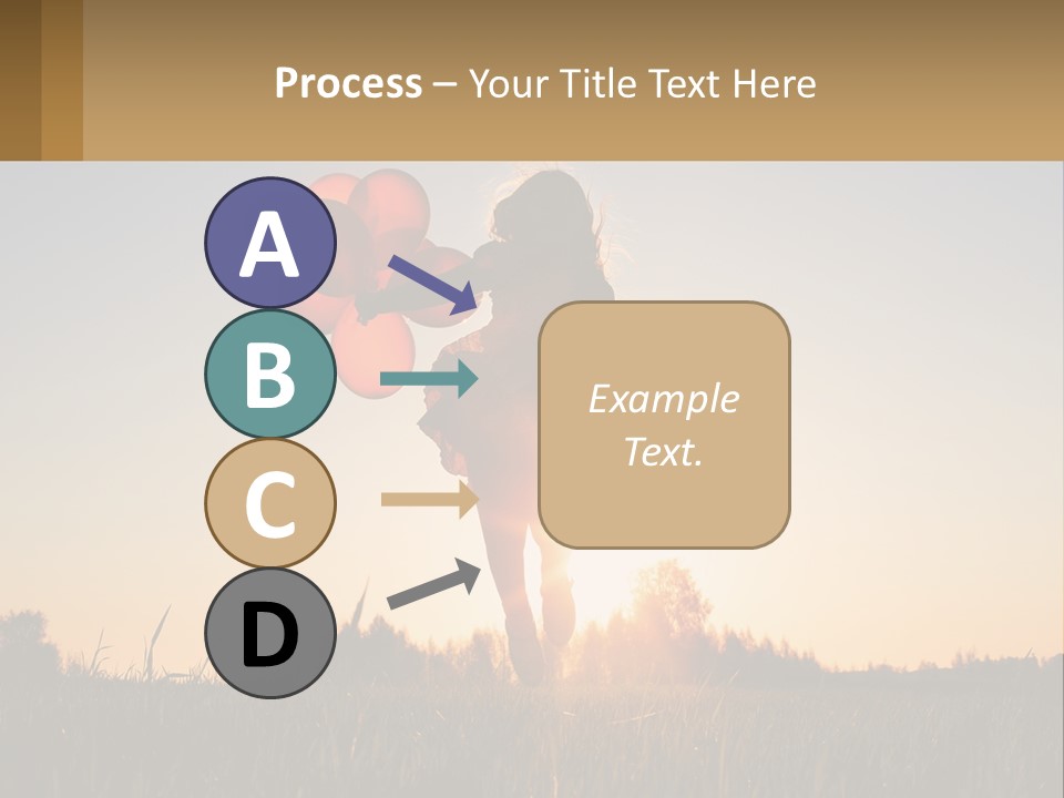 A Woman Holding Balloons In The Air At Sunset PowerPoint Template