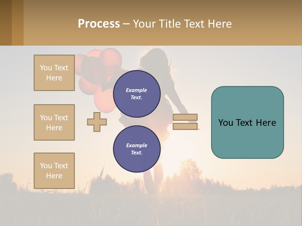 A Woman Holding Balloons In The Air At Sunset PowerPoint Template