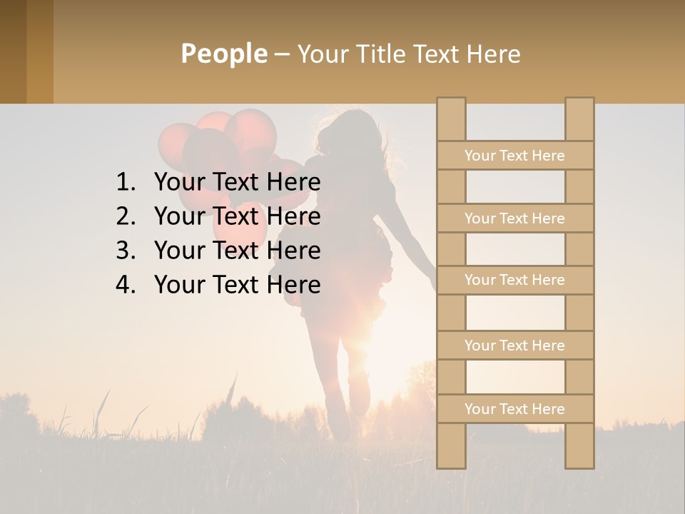 A Woman Holding Balloons In The Air At Sunset PowerPoint Template