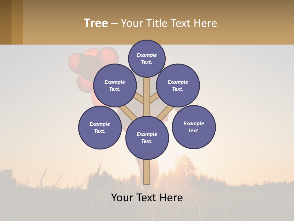 A Woman Holding Balloons In The Air At Sunset PowerPoint Template