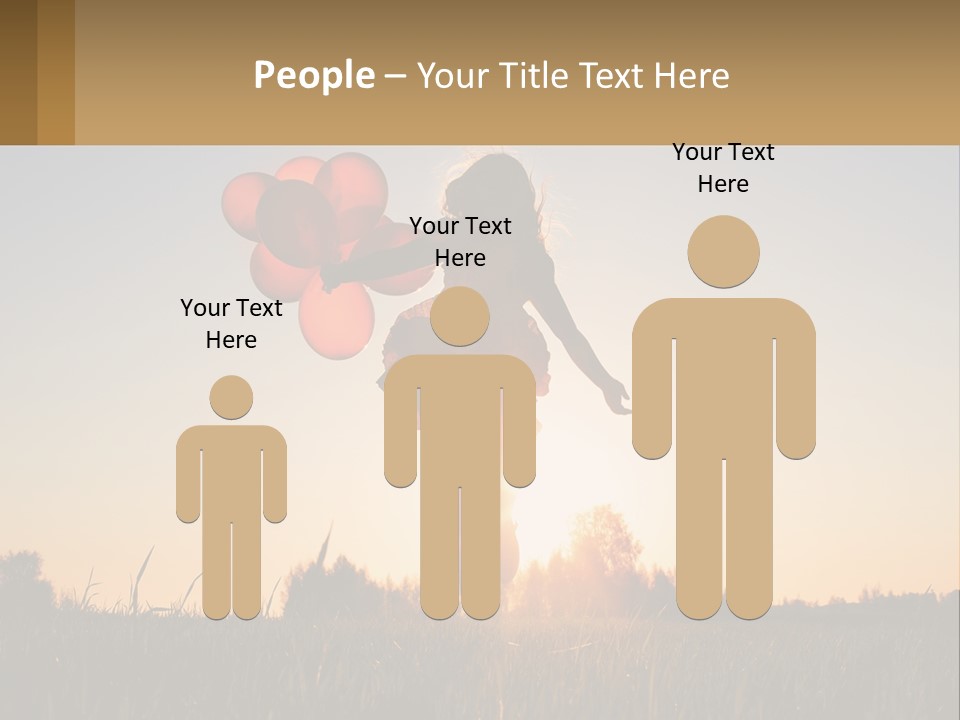 A Woman Holding Balloons In The Air At Sunset PowerPoint Template