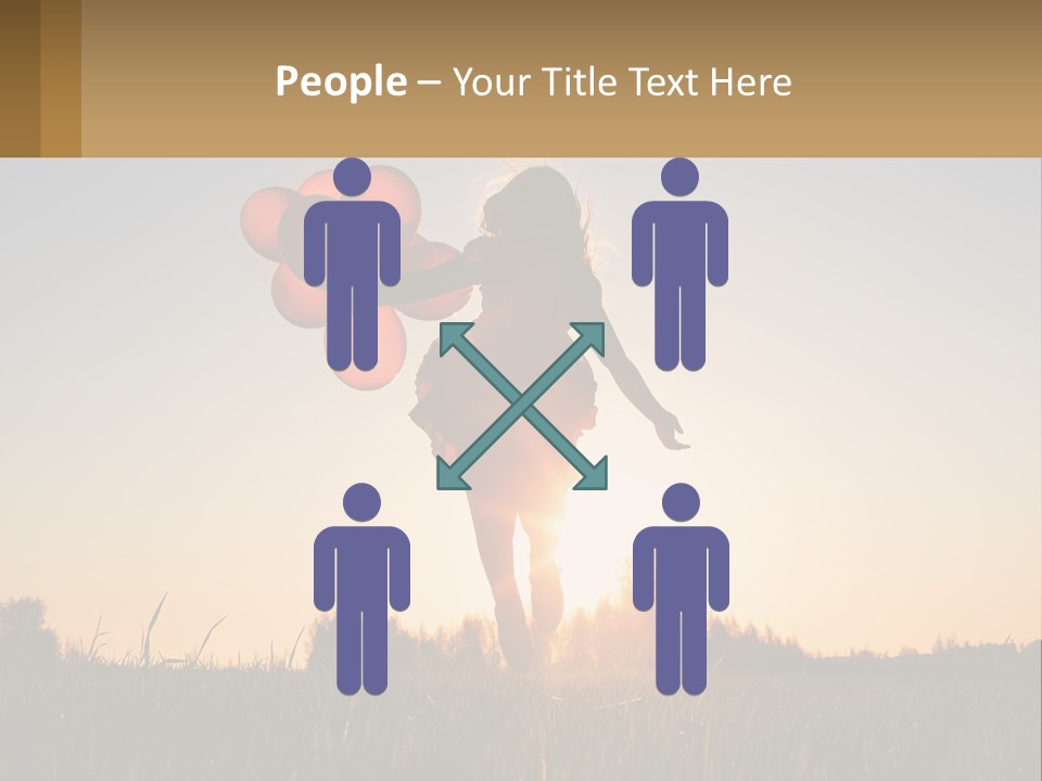 A Woman Holding Balloons In The Air At Sunset PowerPoint Template