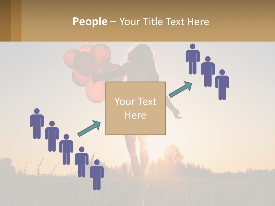 A Woman Holding Balloons In The Air At Sunset PowerPoint Template