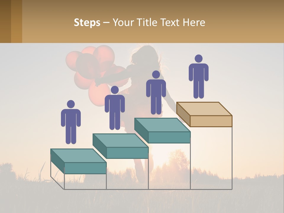 A Woman Holding Balloons In The Air At Sunset PowerPoint Template