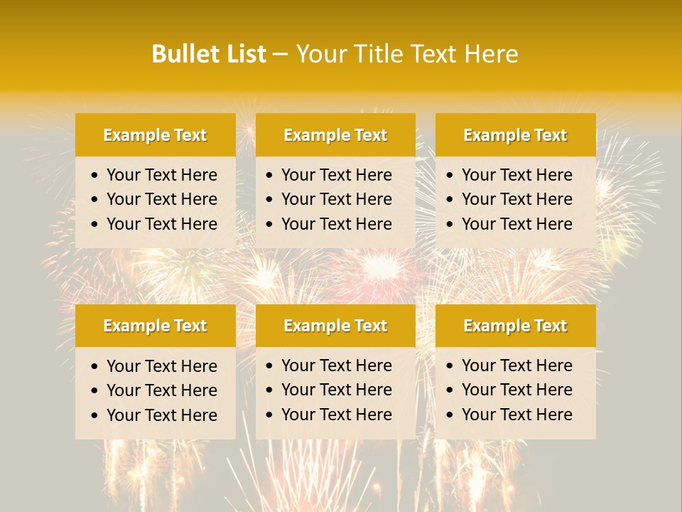 A Fireworks Display With The Words Name Of Presentation Company Name PowerPoint Template