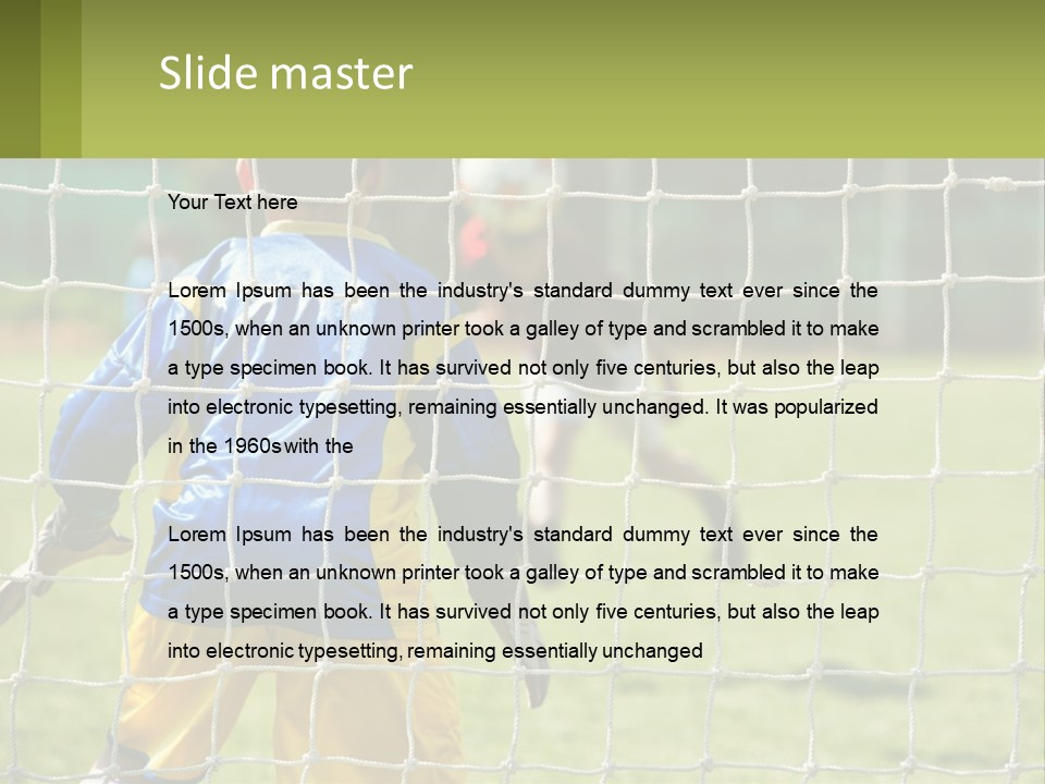 A Young Boy Kicking A Soccer Ball Towards A Goal PowerPoint Template