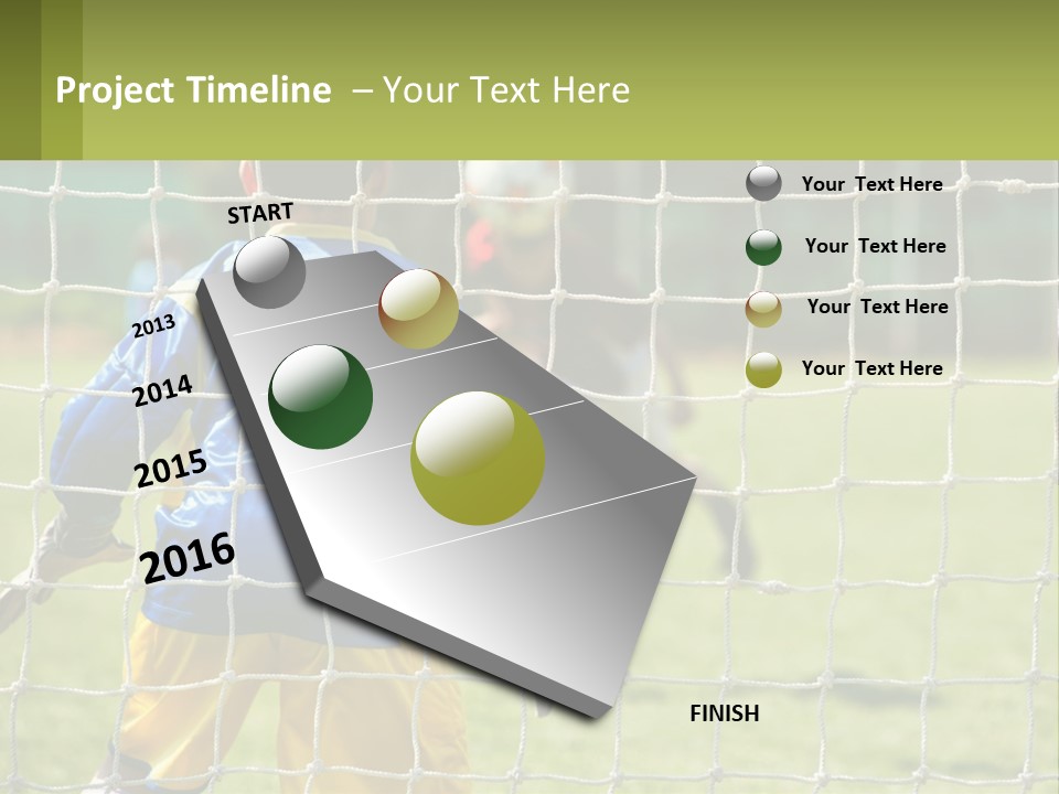 A Young Boy Kicking A Soccer Ball Towards A Goal PowerPoint Template
