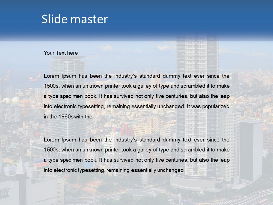 A Large City With Tall Buildings And A Blue Sky PowerPoint Template