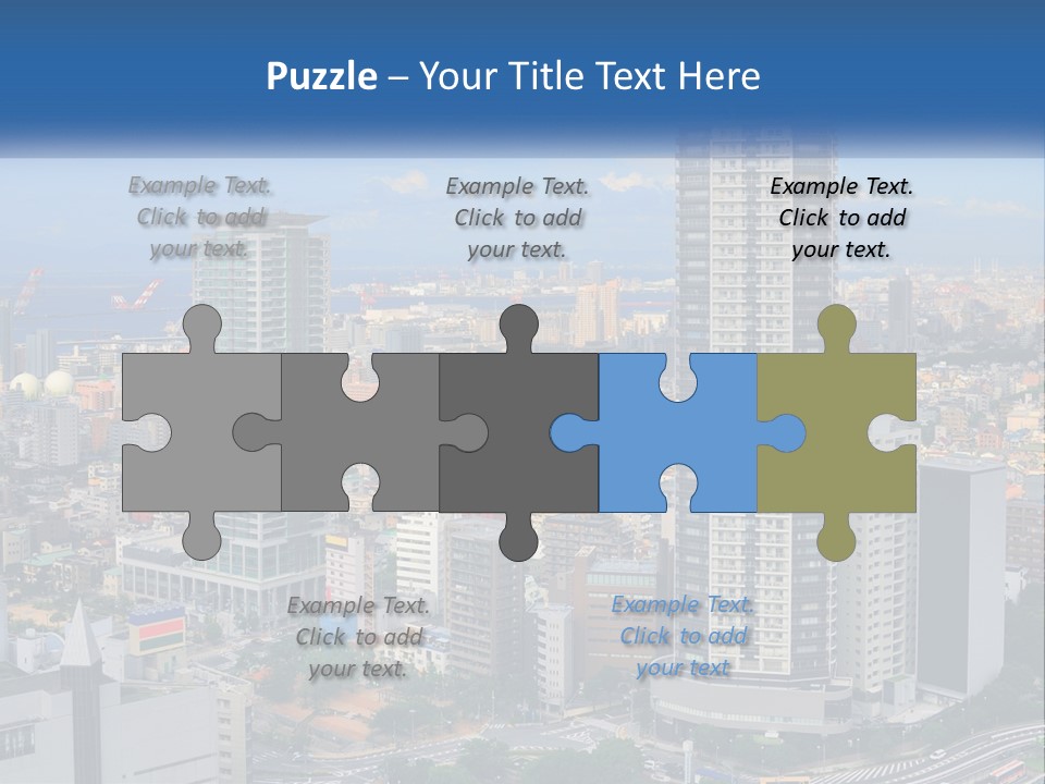 A Large City With Tall Buildings And A Blue Sky PowerPoint Template