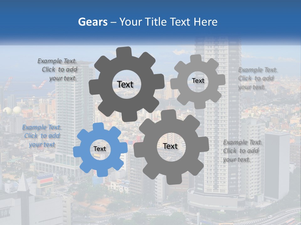 A Large City With Tall Buildings And A Blue Sky PowerPoint Template