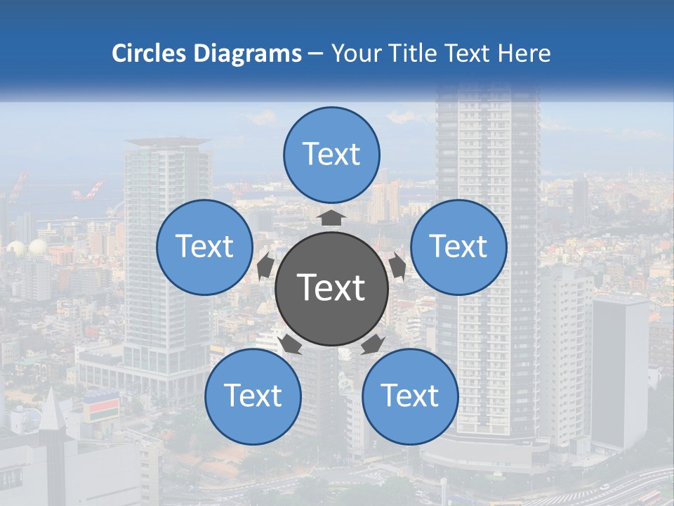 A Large City With Tall Buildings And A Blue Sky PowerPoint Template