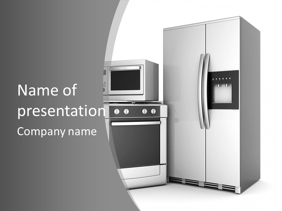 A White Refrigerator Freezer Sitting Next To A Stove Top Oven PowerPoint Template