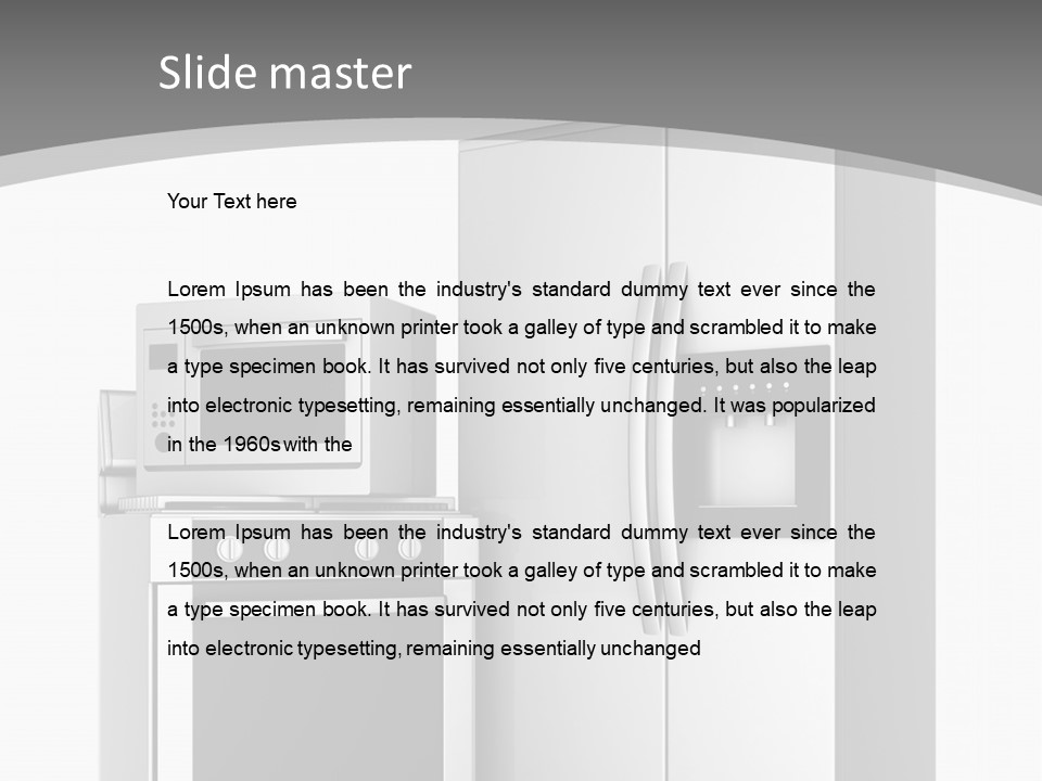 A White Refrigerator Freezer Sitting Next To A Stove Top Oven PowerPoint Template