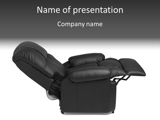 A Black Reclining Chair With A Name On It PowerPoint Template