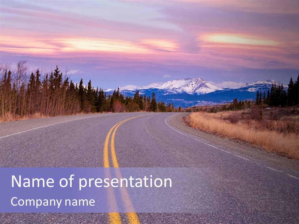 A Road With A Mountain In The Background PowerPoint Template