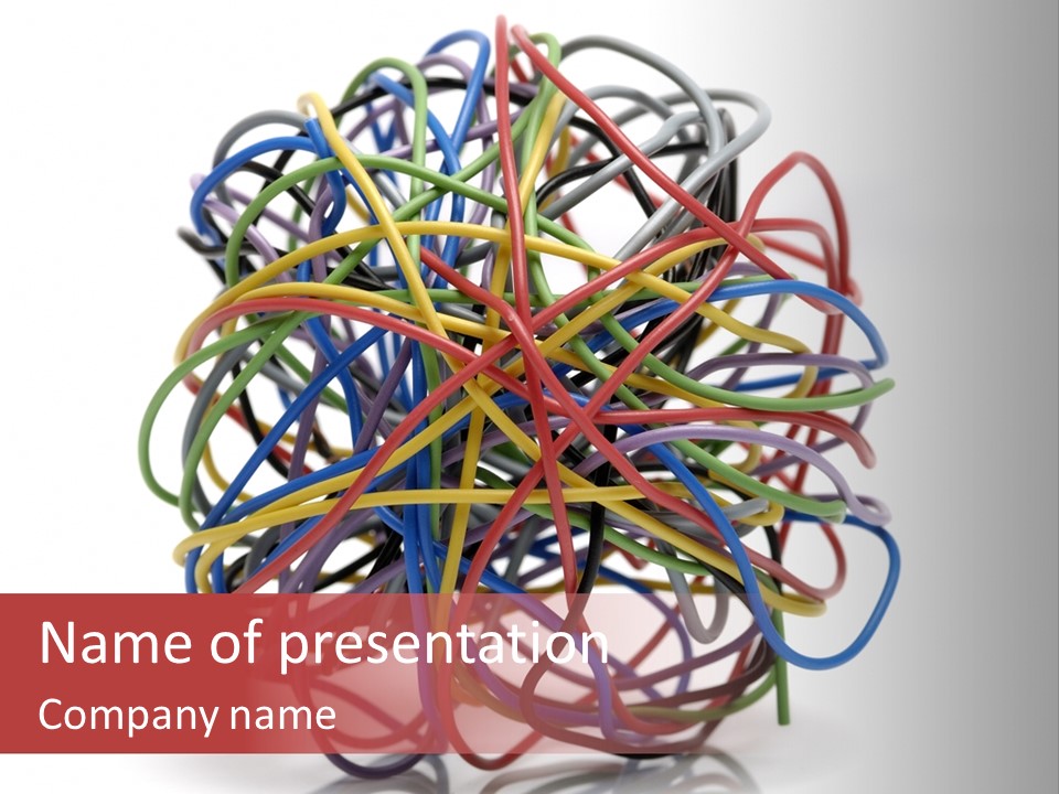A Ball Of Colored Wires On A White Background PowerPoint Template