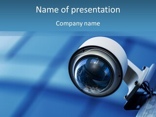 A Security Camera With A Blue Background PowerPoint Template
