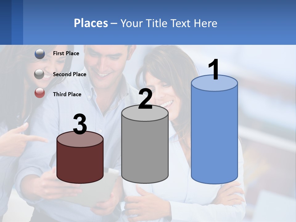 A Group Of People Looking At A Tablet PowerPoint Template