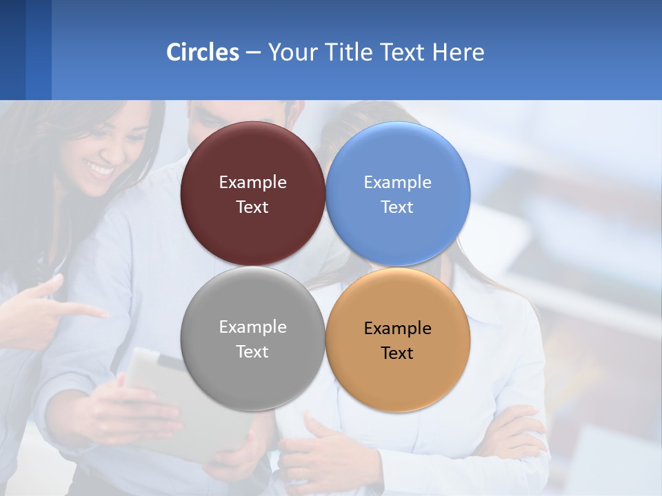 A Group Of People Looking At A Tablet PowerPoint Template