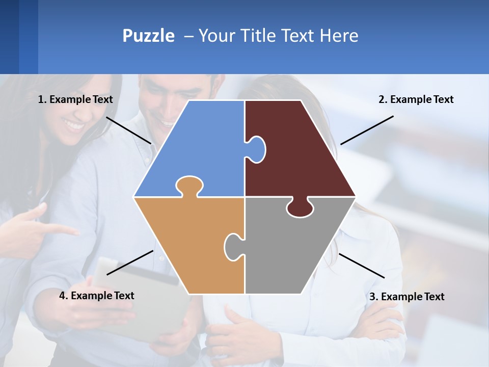 A Group Of People Looking At A Tablet PowerPoint Template