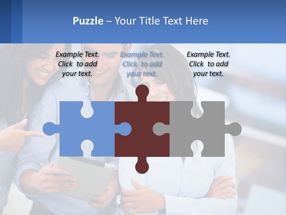 A Group Of People Looking At A Tablet PowerPoint Template