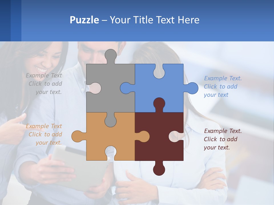 A Group Of People Looking At A Tablet PowerPoint Template