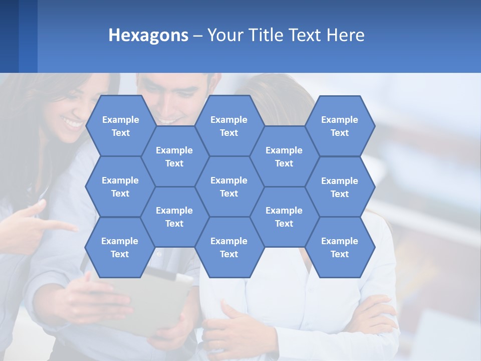 A Group Of People Looking At A Tablet PowerPoint Template