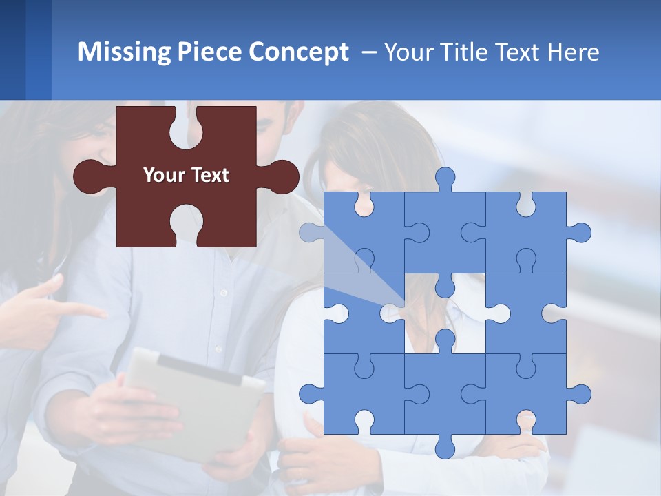 A Group Of People Looking At A Tablet PowerPoint Template