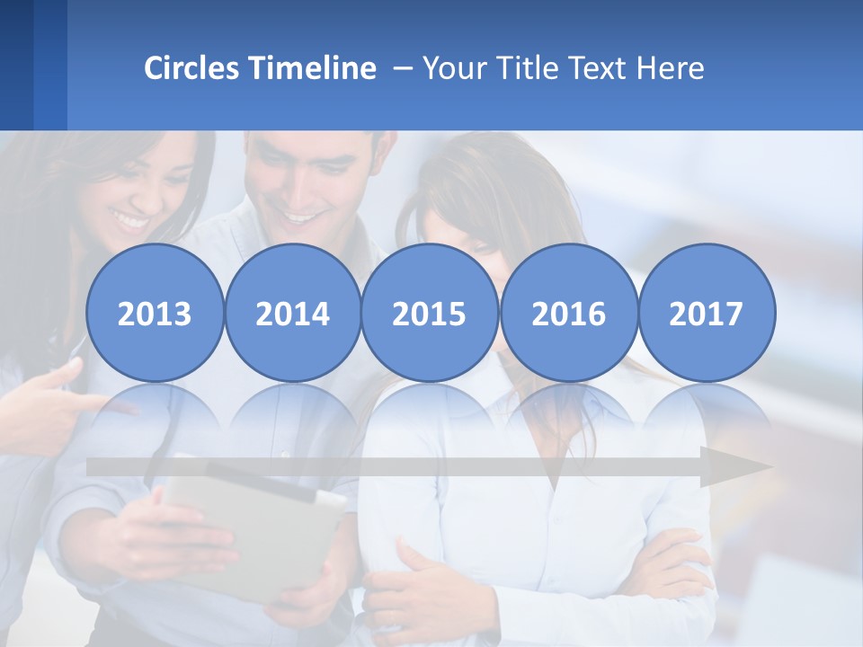 A Group Of People Looking At A Tablet PowerPoint Template