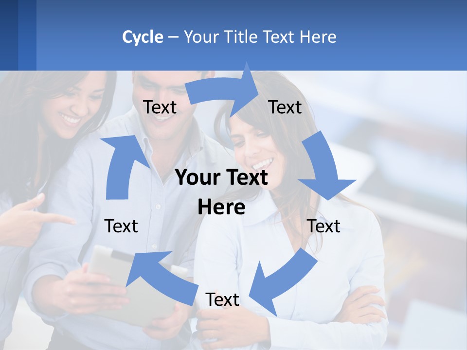 A Group Of People Looking At A Tablet PowerPoint Template