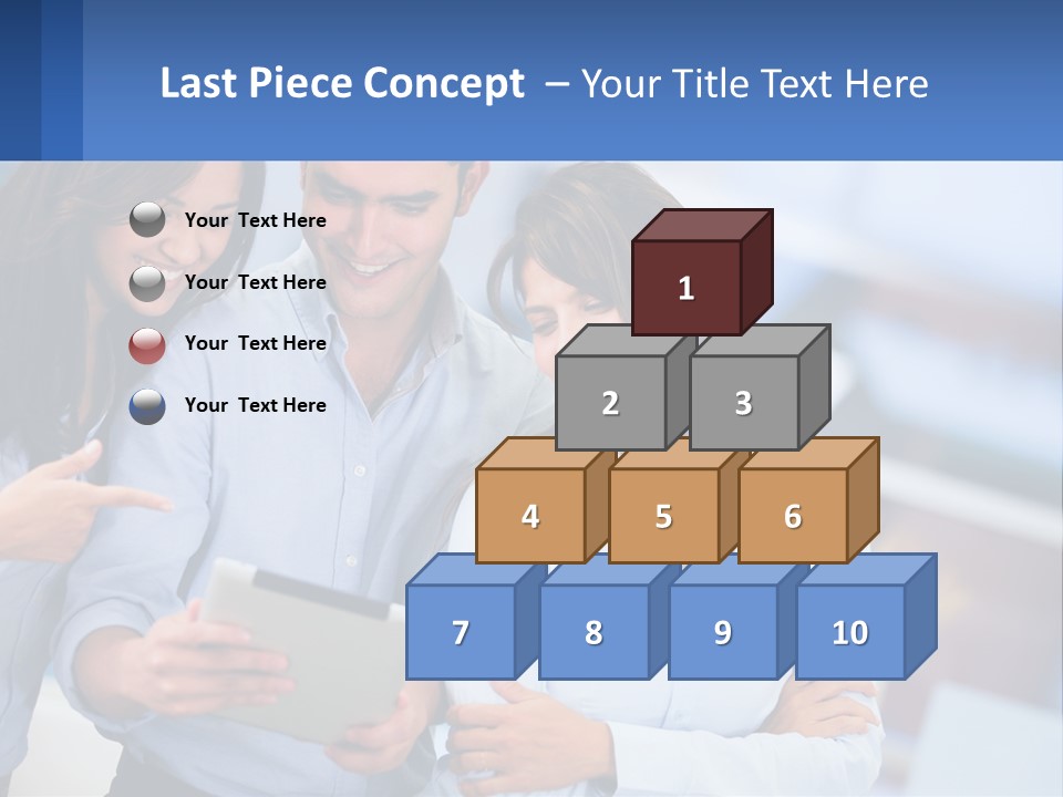 A Group Of People Looking At A Tablet PowerPoint Template