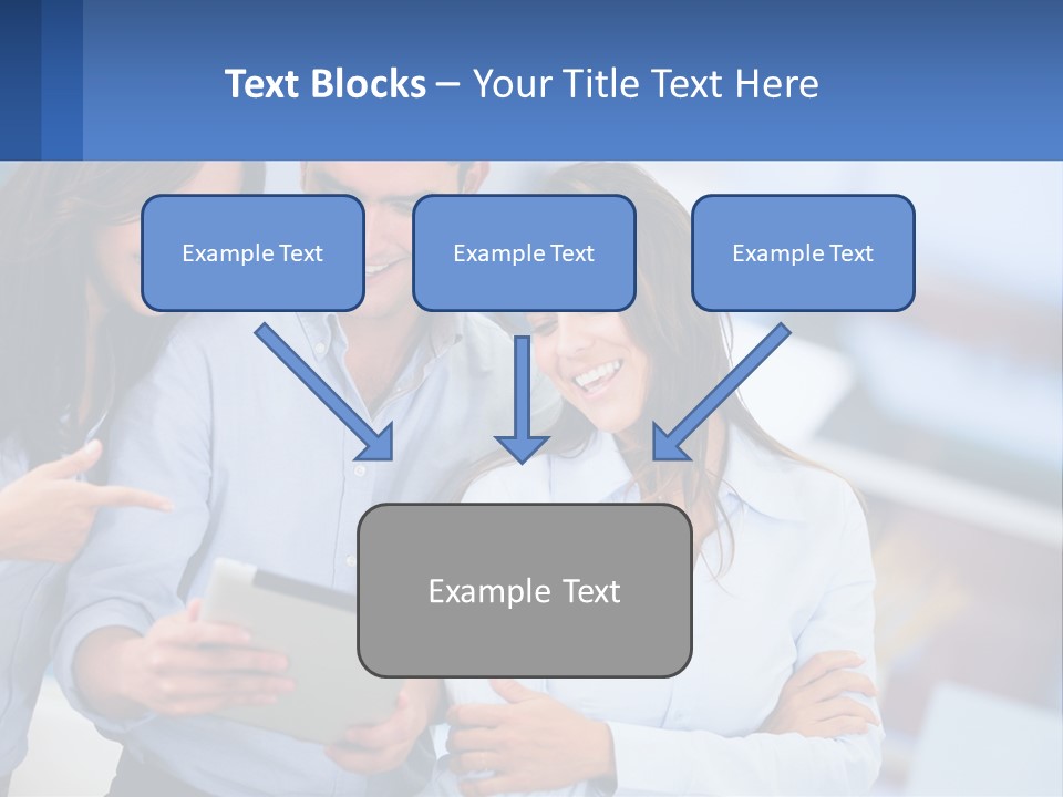 A Group Of People Looking At A Tablet PowerPoint Template